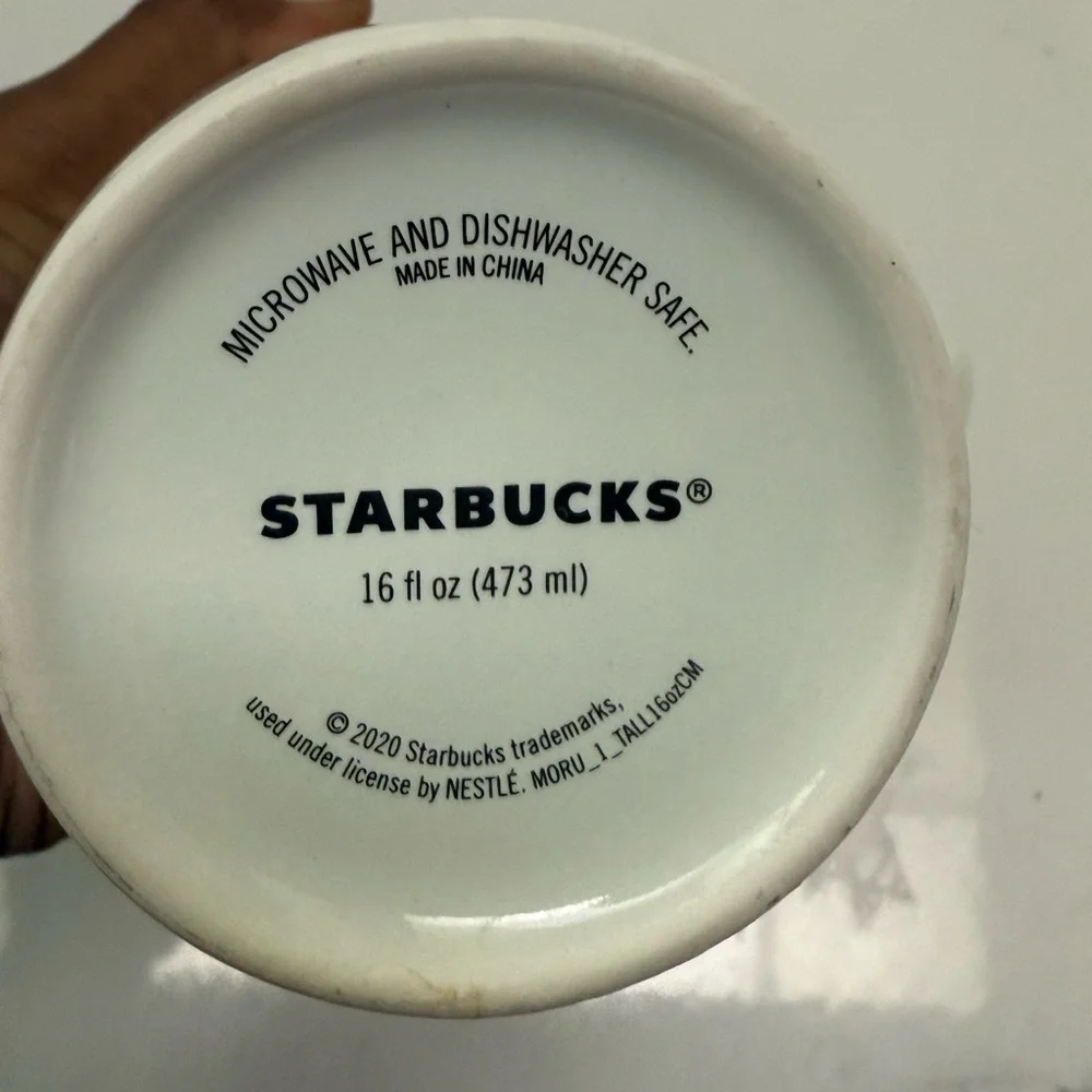 Starbucks Ceramic Mug with Green Logo and Heart